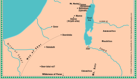 Beer lahai roi, Beersheba and Hebron. Map by Scott Richardson.