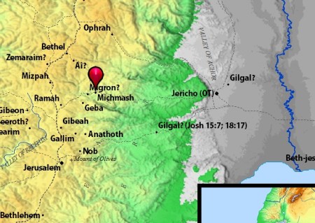Michmash. Map by BibleAtlas.org.