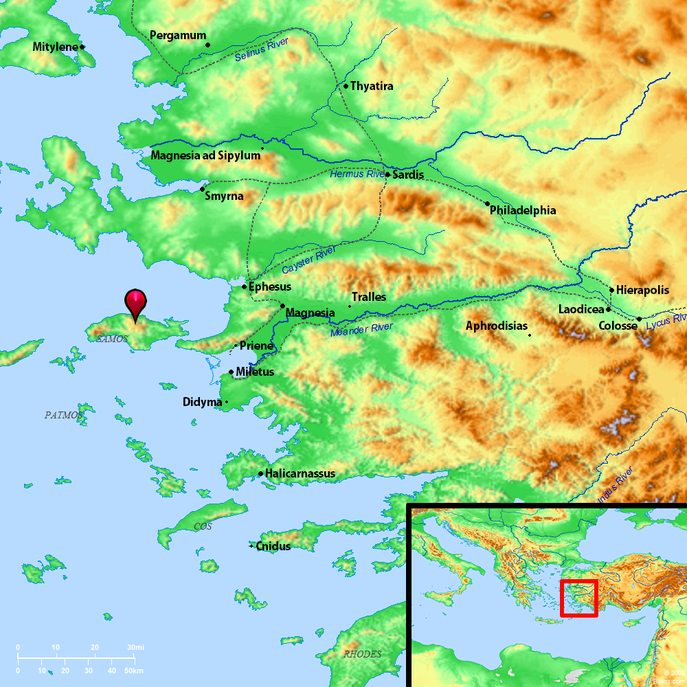 Location of Samos. Map by BibleAtlas.Org.