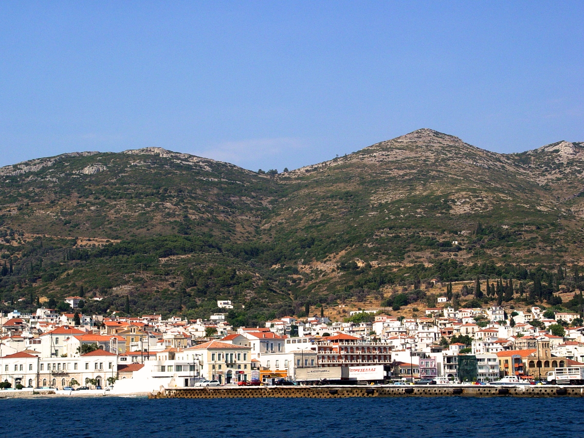Mountains of Samos as seen from the Aegean Sea. Photo by Leon Mauldin.