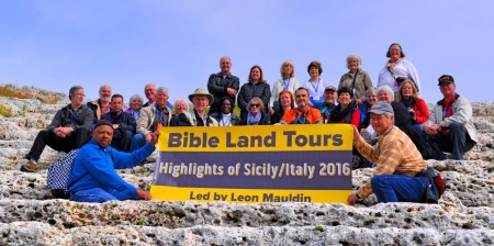Group photo at Greek Theater at Syracuse, Sicily. Photo by David Deason.