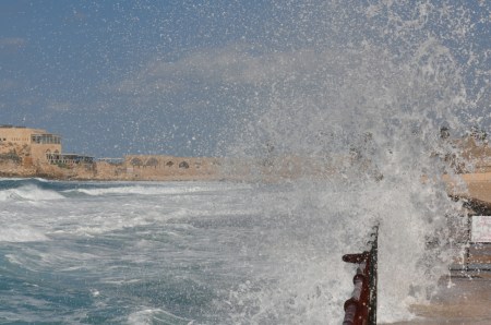 Waves at Caesarea. Photo by Leon Mauldin.