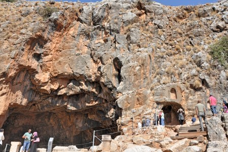 Caesarea Philippi/Banias. Some scholars identify this with Old Testament Baal-hermon. Photo by Leon Mauldin.